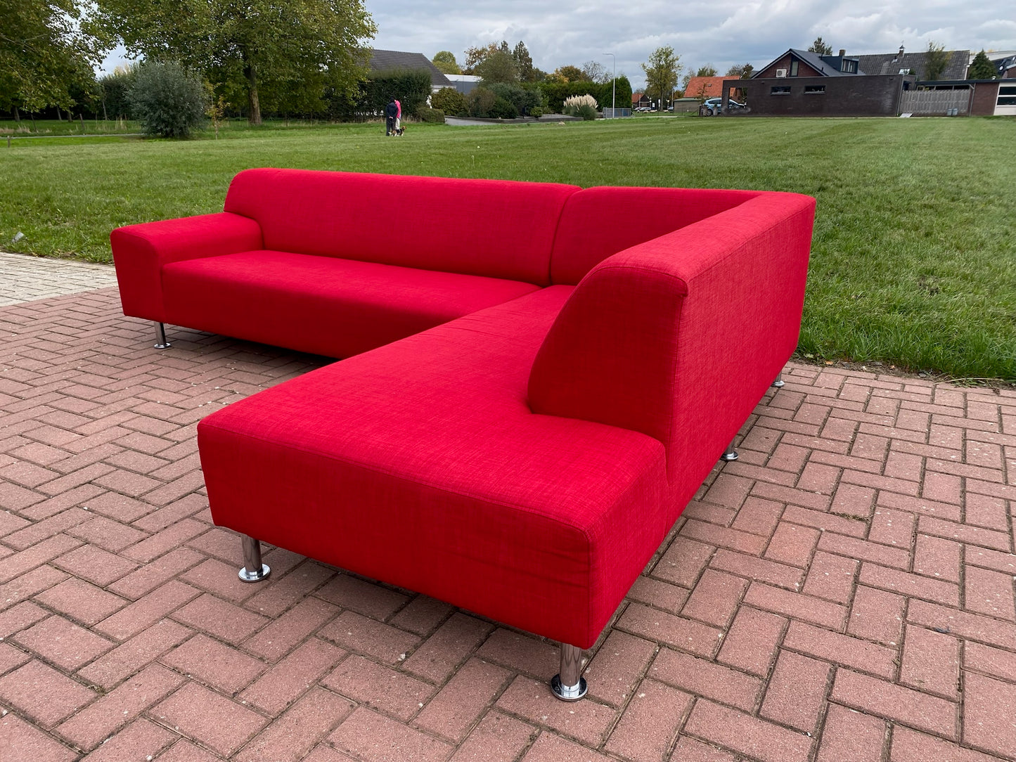 GRATIS LEVERING HEEL BENELUX + DACH Rode Stoffen Hoekbank