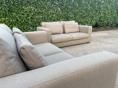 GRATIS LEVERING HEEL BENELUX + DACH Taupe VIP Seats 2x 2,5-zits Stoffen Bankstel