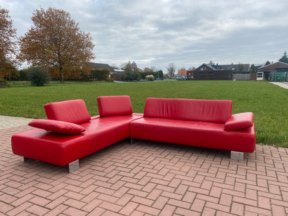 GRATIS LEVERING HEEL BENELUX + DACH Montel Rode Echt Leer Hoekbank