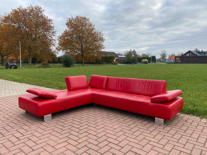 GRATIS LEVERING HEEL BENELUX + DACH Montel Rode Echt Leer Hoekbank