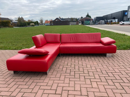 GRATIS LEVERING HEEL BENELUX + DACH Montel Rode Echt Leer Hoekbank