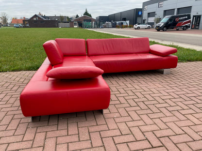 GRATIS LEVERING HEEL BENELUX + DACH Montel Rode Echt Leer Hoekbank