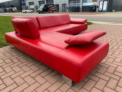 GRATIS LEVERING HEEL BENELUX + DACH Montel Rode Echt Leer Hoekbank