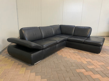 GRATIS LEVERING HEEL BENELUX + DACH Mooie Zwarte Echt Leer Hoekbank