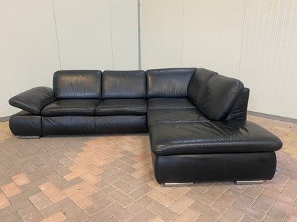 GRATIS LEVERING HEEL BENELUX + DACH Mooie Zwarte Echt Leer Hoekbank