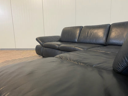 GRATIS LEVERING HEEL BENELUX + DACH Mooie Zwarte Echt Leer Hoekbank