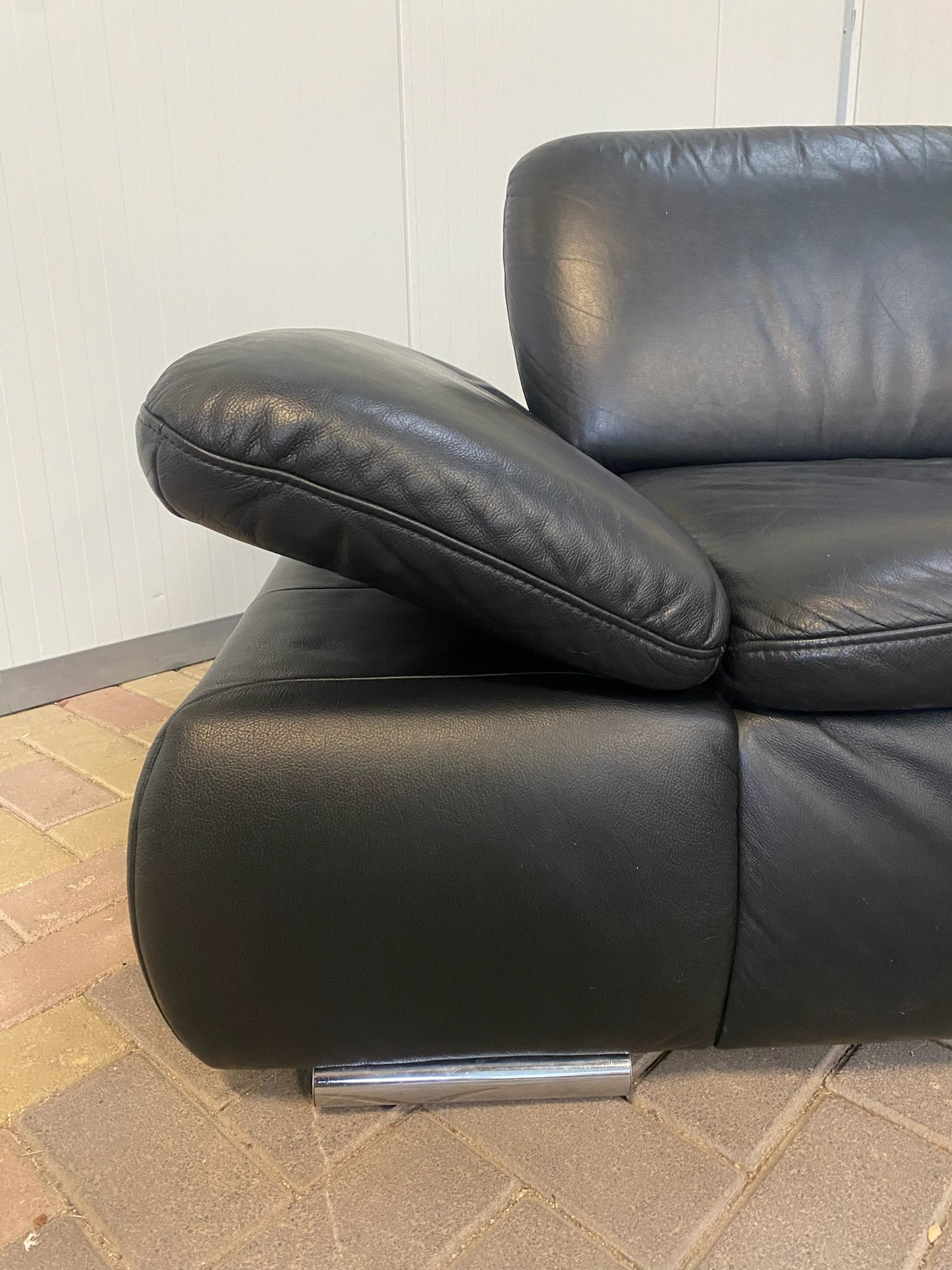 GRATIS LEVERING HEEL BENELUX + DACH Mooie Zwarte Echt Leer Hoekbank