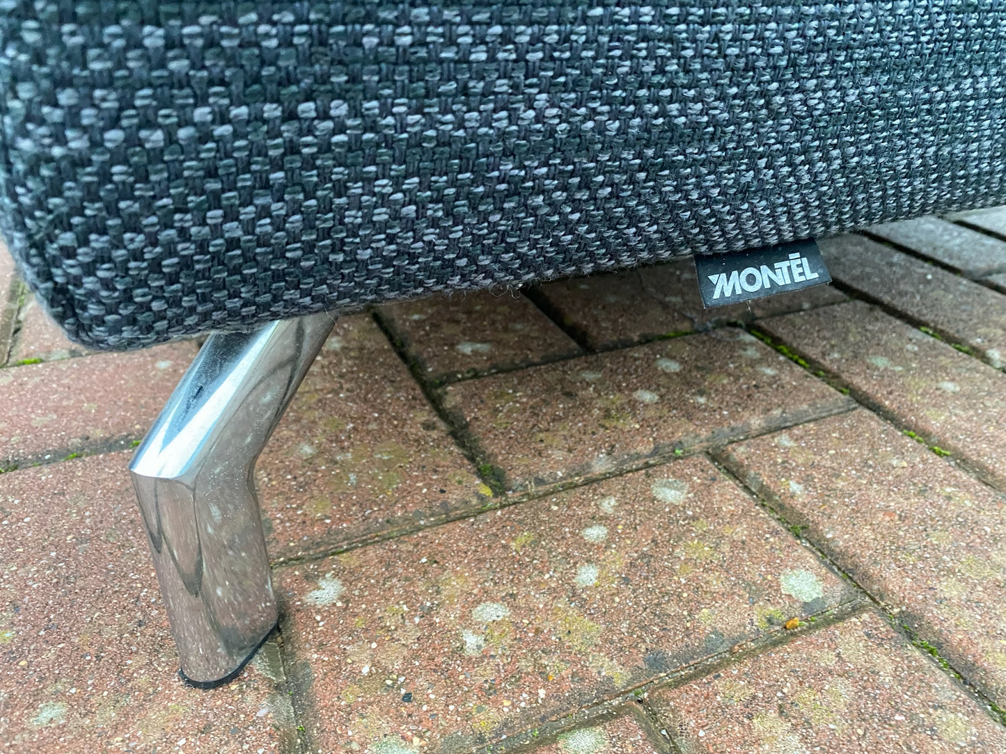 GRATIS LEVERING HEEL BENELUX + DACH Montel Grjs Stoffen Hoekbank + Hocker