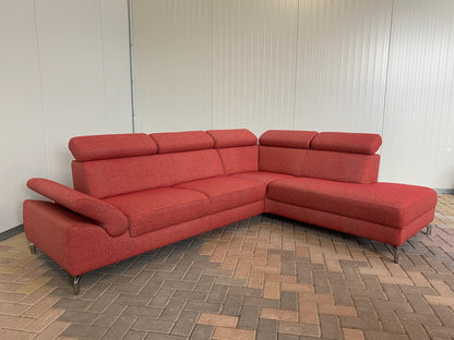 GRATIS LEVERING HEEL BENELUX + DACH Mooi Rode Stoffen Hoekbank