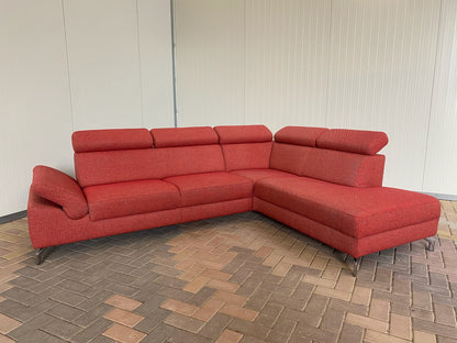 GRATIS LEVERING HEEL BENELUX + DACH Mooi Rode Stoffen Hoekbank