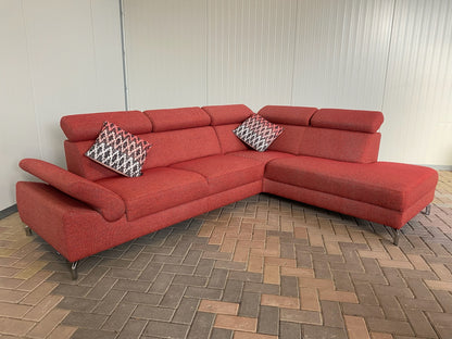 GRATIS LEVERING HEEL BENELUX + DACH Mooi Rode Stoffen Hoekbank