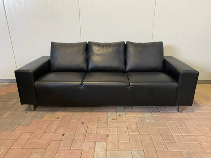 GRATIS LEVERING HEEL BENELUX + DACH Mooie Zwart Leer 3-zitsbank