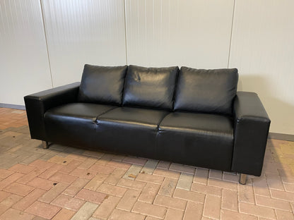 GRATIS LEVERING HEEL BENELUX + DACH Mooie Zwart Leer 3-zitsbank