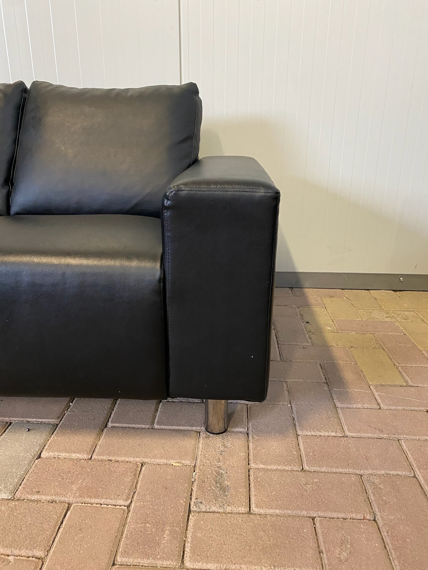 GRATIS LEVERING HEEL BENELUX + DACH Mooie Zwart Leer 3-zitsbank