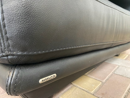 GRATIS LEVERING HEEL BENELUX + DACH Natuzzi Zwart Echt Leer Hoekbank met Hocker