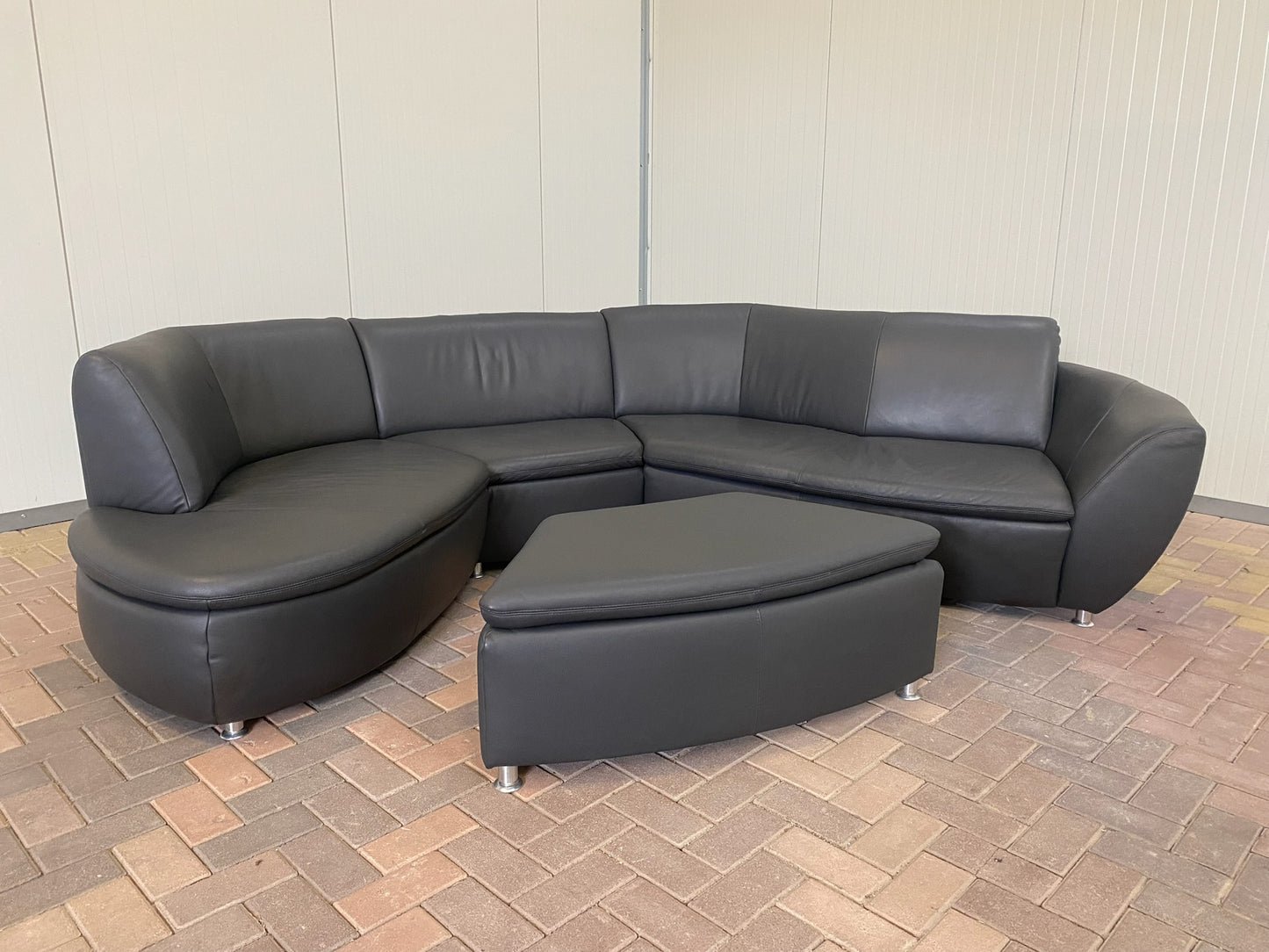 GRATIS LEVERING HEEL BENELUX + DACH Hummel Design Grijs Leer Hoekbank