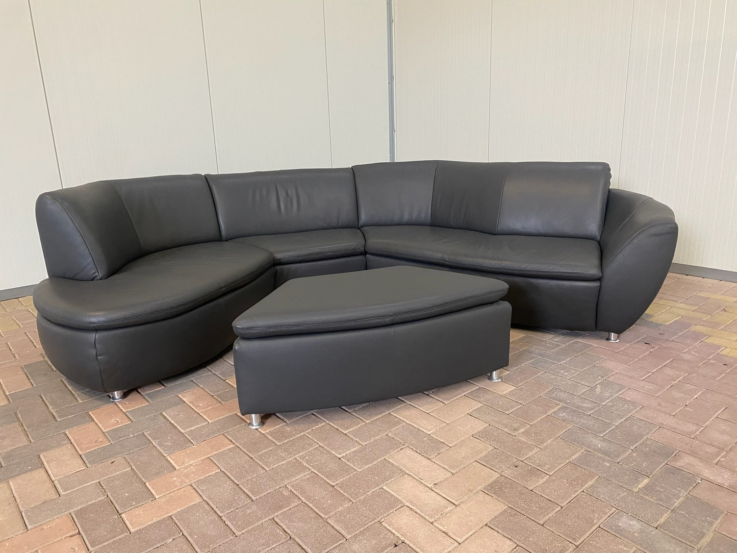 GRATIS LEVERING HEEL BENELUX + DACH Hummel Design Grijs Leer Hoekbank