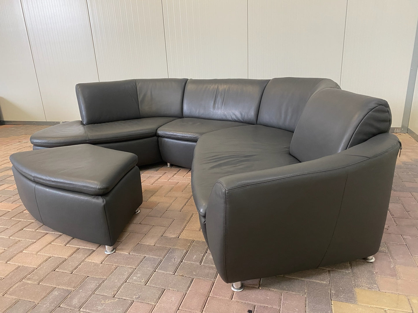 GRATIS LEVERING HEEL BENELUX + DACH Hummel Design Grijs Leer Hoekbank