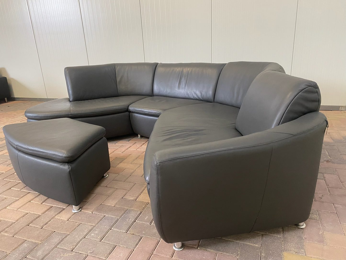 GRATIS LEVERING HEEL BENELUX + DACH Hummel Design Grijs Leer Hoekbank