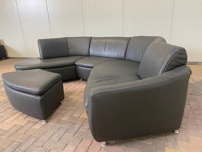 GRATIS LEVERING HEEL BENELUX + DACH Hummel Design Grijs Leer Hoekbank