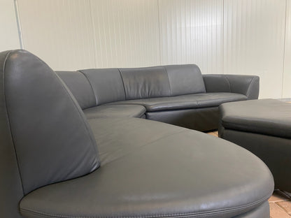 GRATIS LEVERING HEEL BENELUX + DACH Hummel Design Grijs Leer Hoekbank