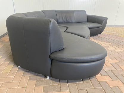 GRATIS LEVERING HEEL BENELUX + DACH Hummel Design Grijs Leer Hoekbank