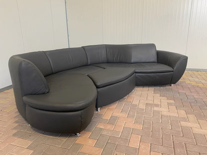 GRATIS LEVERING HEEL BENELUX + DACH Hummel Design Grijs Leer Hoekbank