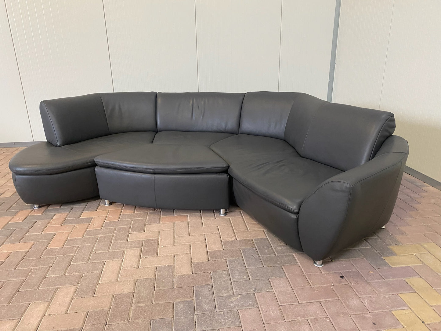 GRATIS LEVERING HEEL BENELUX + DACH Hummel Design Grijs Leer Hoekbank