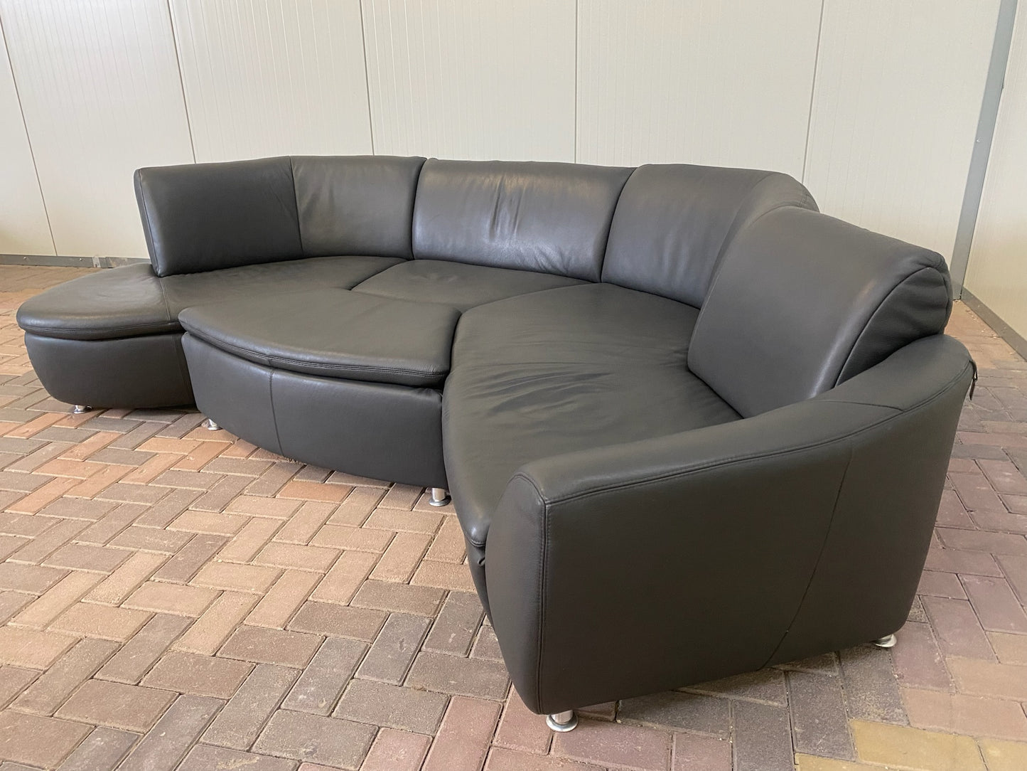 GRATIS LEVERING HEEL BENELUX + DACH Hummel Design Grijs Leer Hoekbank