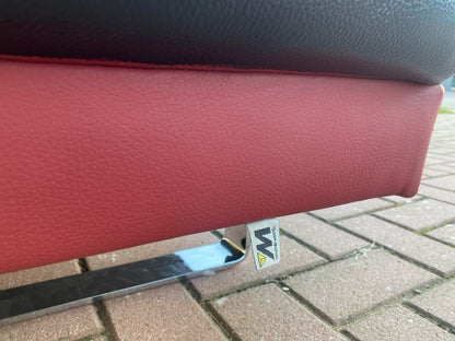 GRATIS LEVERING HEEL BENELUX + DACH Montel Hoekbank Van Echt Leer In Rood En Zwart