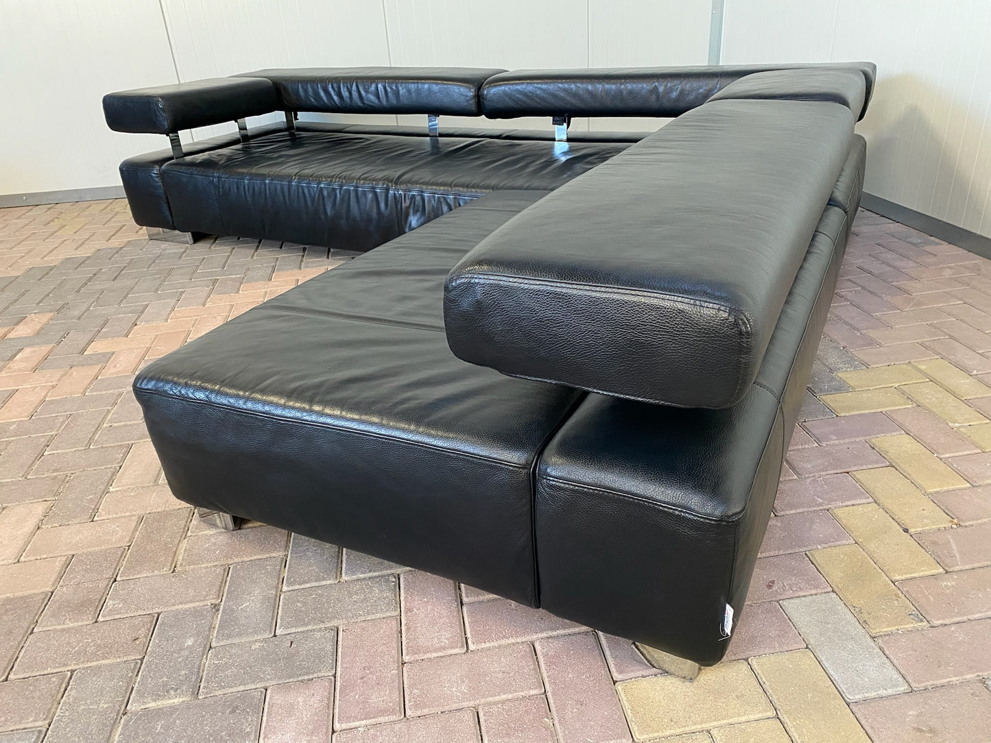Bruhl Zwarte Leren Hoekbank – Verstelbaar Comfort – Ruime Lounge – Gratis Levering NL & BE