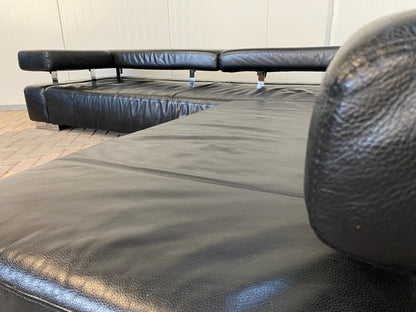 Bruhl Zwarte Leren Hoekbank – Verstelbaar Comfort – Ruime Lounge – Gratis Levering NL & BE