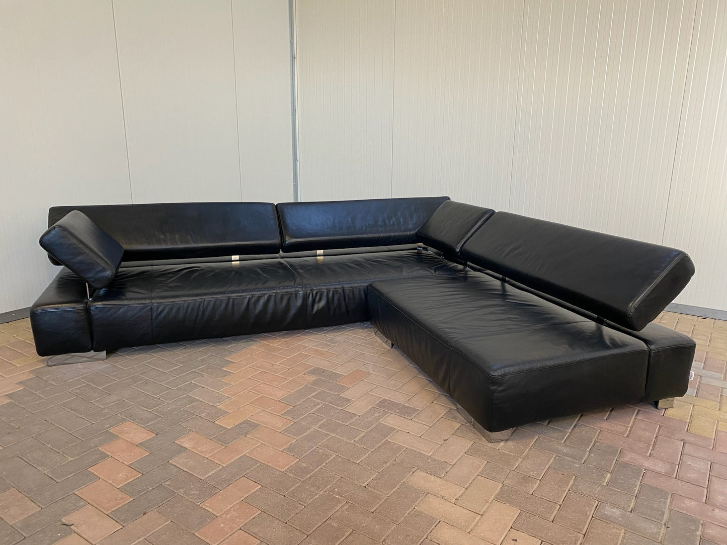 Bruhl Zwarte Leren Hoekbank – Verstelbaar Comfort – Ruime Lounge – Gratis Levering NL & BE