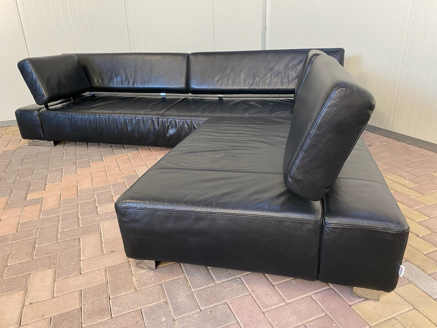 Bruhl Zwarte Leren Hoekbank – Verstelbaar Comfort – Ruime Lounge – Gratis Levering NL & BE