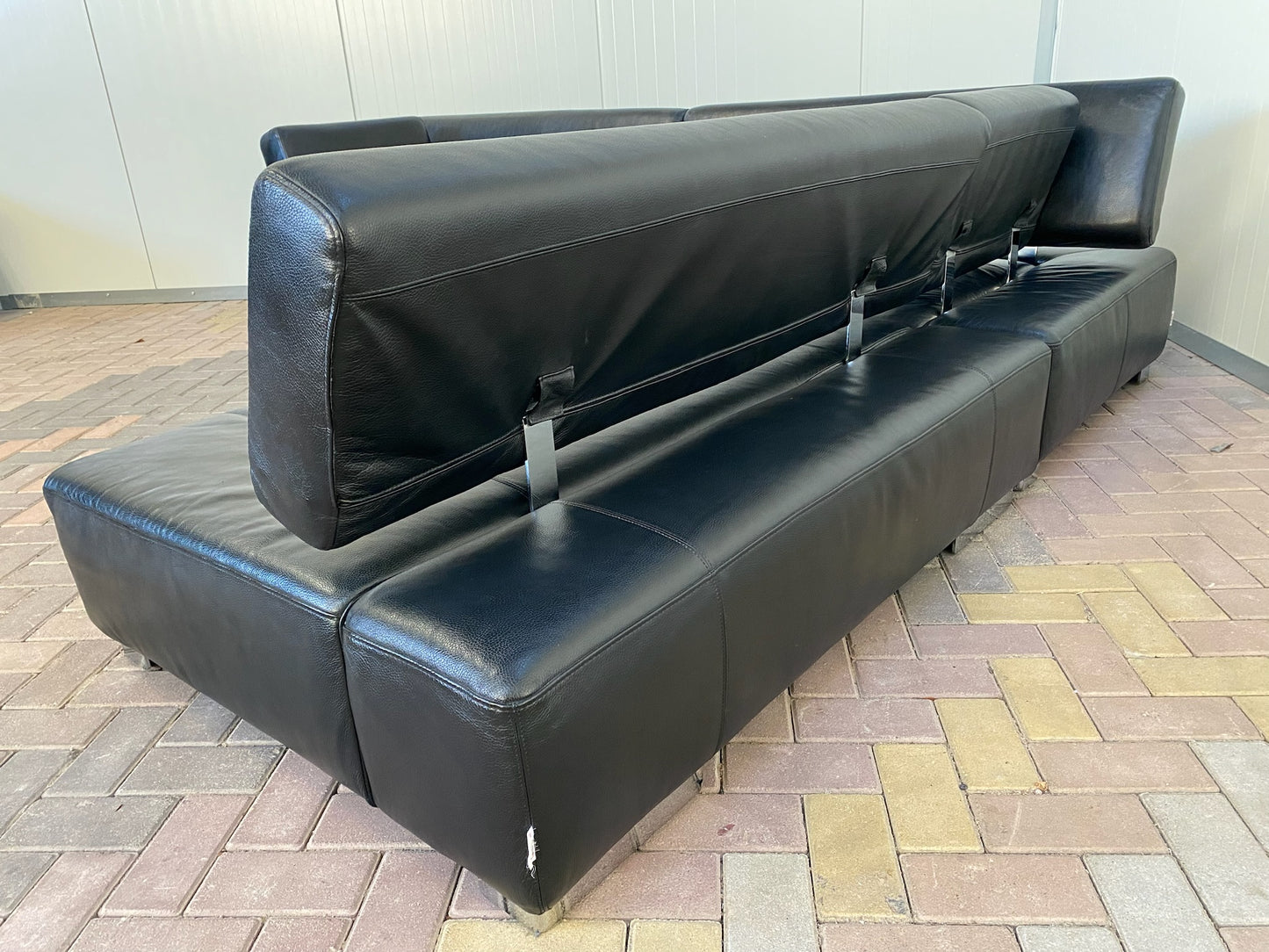 Bruhl Zwarte Leren Hoekbank – Verstelbaar Comfort – Ruime Lounge – Gratis Levering NL & BE