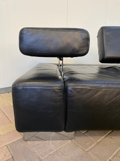 Bruhl Zwarte Leren Hoekbank – Verstelbaar Comfort – Ruime Lounge – Gratis Levering NL & BE