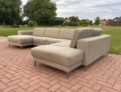 GRATIS LEVERING HEEL BENELUX + DACH Montel U-vormige Stoffen Hoekbank met brede Zitting