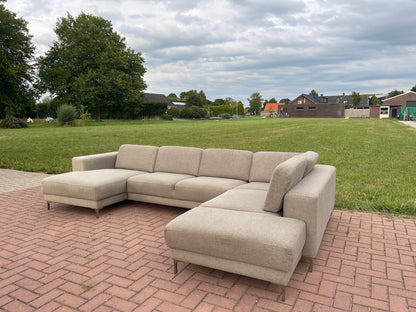 GRATIS LEVERING HEEL BENELUX + DACH Montel U-vormige Stoffen Hoekbank met brede Zitting