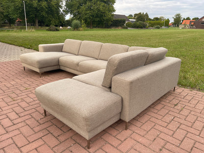 GRATIS LEVERING HEEL BENELUX + DACH Montel U-vormige Stoffen Hoekbank met brede Zitting