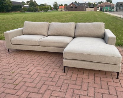 GRATIS LEVERING HEEL BENELUX + DACH Mooie Grijze Stoffen Hoekbank