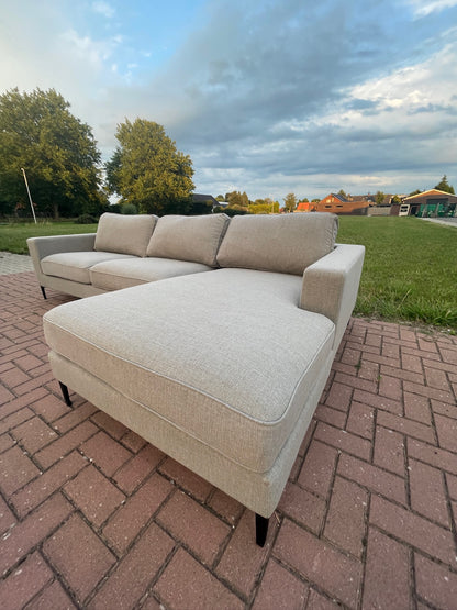 GRATIS LEVERING HEEL BENELUX + DACH Mooie Grijze Stoffen Hoekbank