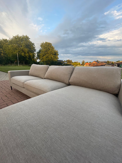 GRATIS LEVERING HEEL BENELUX + DACH Mooie Grijze Stoffen Hoekbank