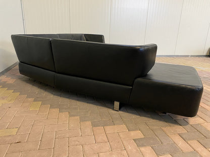 Natuzzi Opus Zwarte Leren Hoekbank – Luxe Comfort – Elegante Moderne Vormgeving – Gratis Levering NL & BE