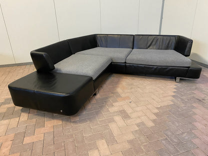 Natuzzi Opus Zwarte Leren Hoekbank – Luxe Comfort – Elegante Moderne Vormgeving – Gratis Levering NL & BE