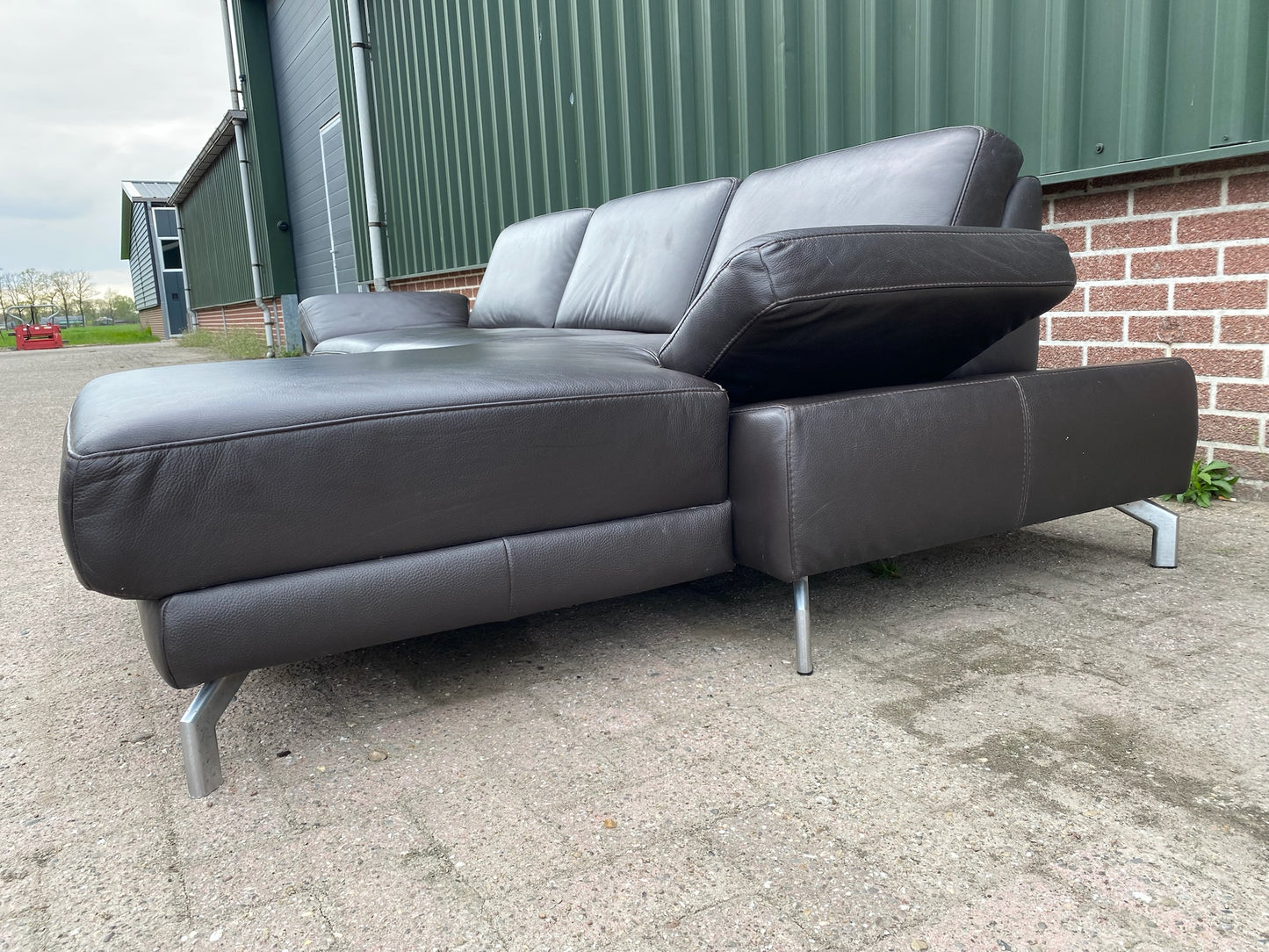 Montel Bruine Leren Hoekbank – Premium Europees Comfort – Echt Leer – Gratis Levering NL & BE