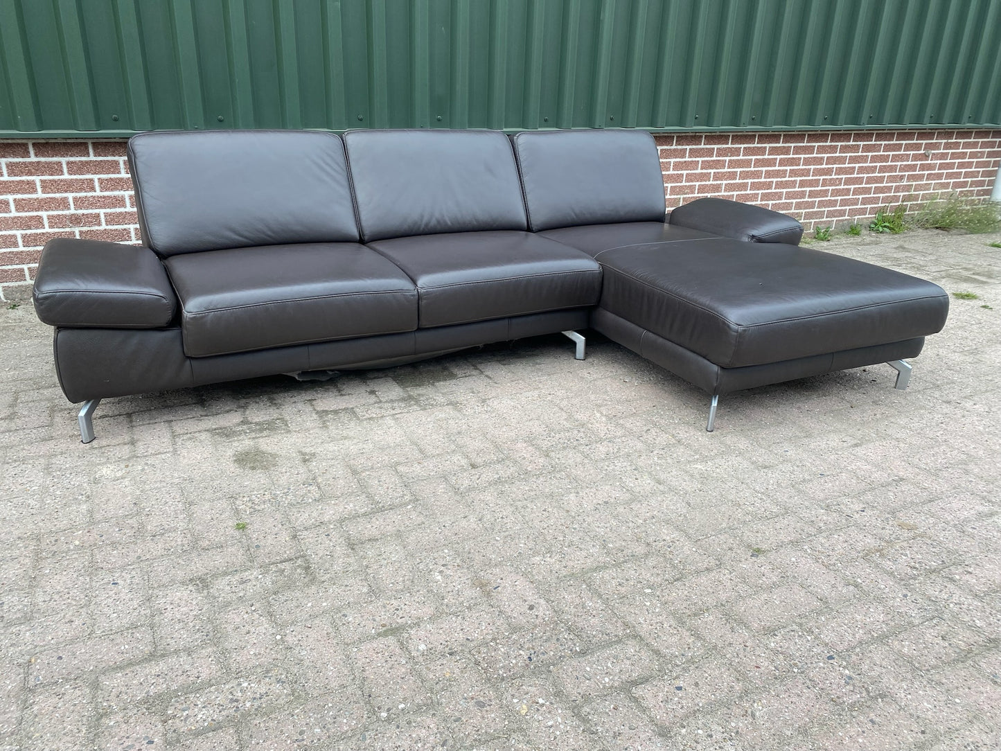 Montel Bruine Leren Hoekbank – Premium Europees Comfort – Echt Leer – Gratis Levering NL & BE