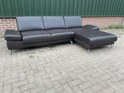 Montel Bruine Leren Hoekbank – Premium Europees Comfort – Echt Leer – Gratis Levering NL & BE