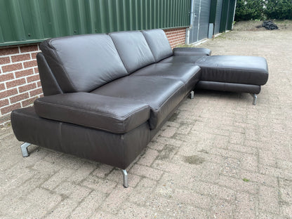 Montel Bruine Leren Hoekbank – Premium Europees Comfort – Echt Leer – Gratis Levering NL & BE