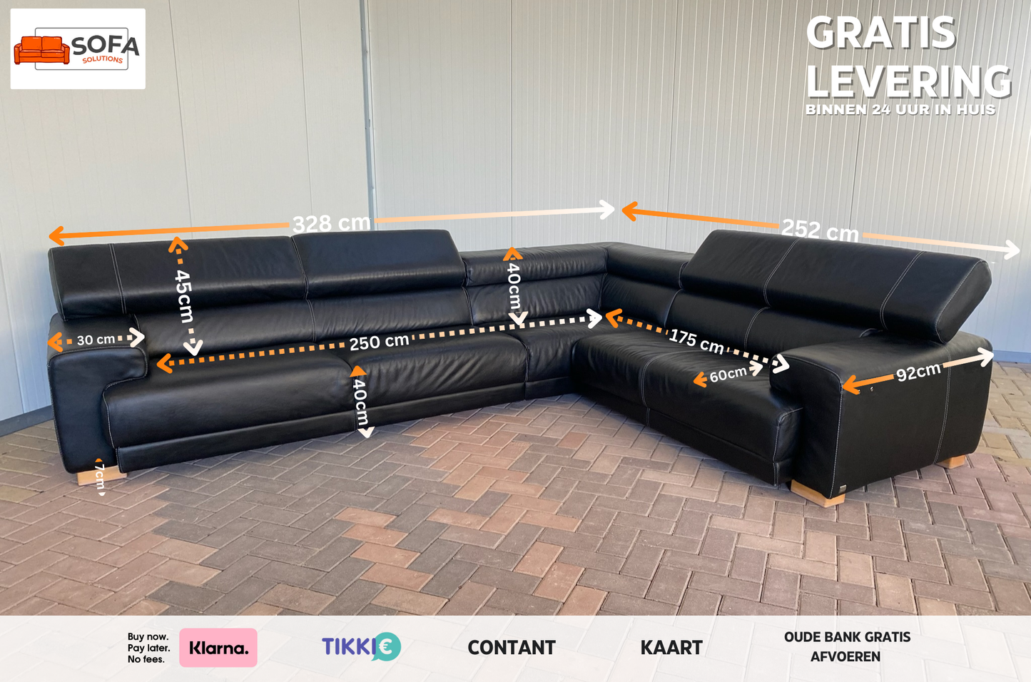 Calia Italia Zwart Leren Hoekbank – Verstelbare Hoofdsteunen – Ultiem Comfort – Gratis Levering NL & BE