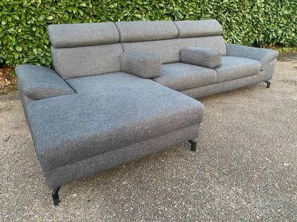 Montèl Modena Hoekbank–Uitschuifbare Zitvlakken–Luxe Grijs Design–Gratis Levering